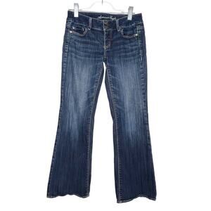 Y2K AMERICAN EAGLE Low-Rise Kick Bootcut Denim Jean Stretch Medium Wash Blue 4